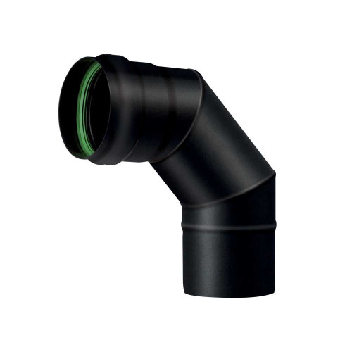 Kouřovod koleno peletová kamna průměr 80/90° černý matný smalt