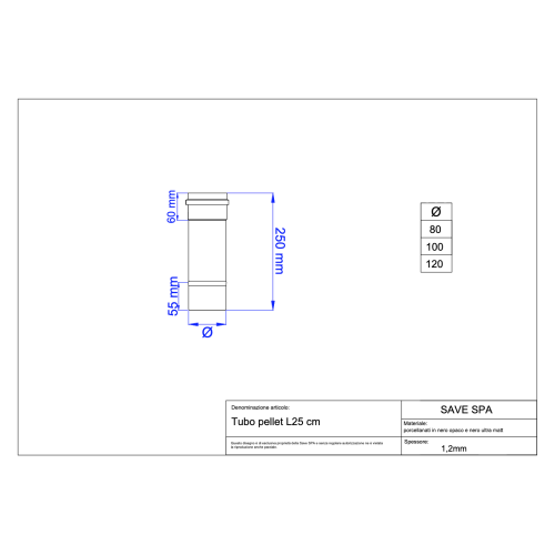 Kouřovod trubka pro peletová kamna průměr 80-250 mm černý matný smalt