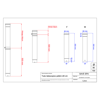 Kouřovod trubka pro peletová kamna průměr 80-500 mm černý matný smalt