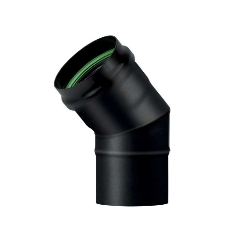 Koleno kouřovod peletová kamna průměr 100/45° černý  matný smalt