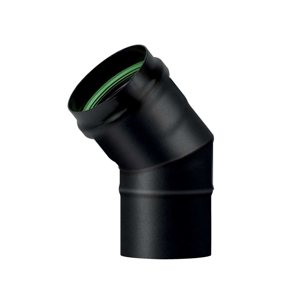 Koleno kouřovod peletová kamna průměr 100/45° černý  matný smalt