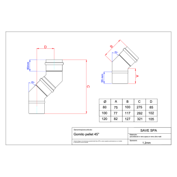 Koleno kouřovod peletová kamna průměr 100/45° černý  matný smalt