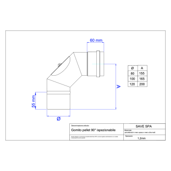 Koleno kouřovod peletová kamna průměr 100/90° černý s čistícím otvorem matný smalt