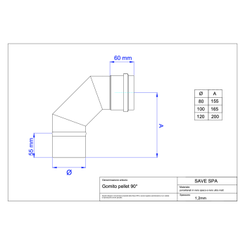Koleno kouřovod peletová kamna průměr 100/90° černý matný smalt