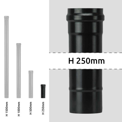 Trubka kouřovod peletová kamna průměr 100-250 mm černý matný smalt
