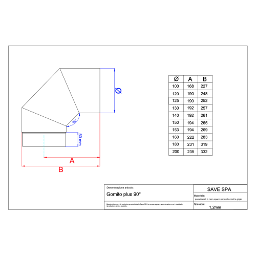 koleno 90 st -  120mm/1,2mm smaltovaná černá