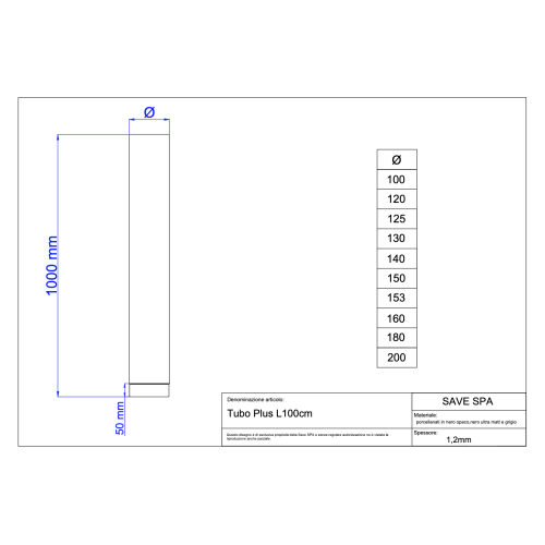 Roura 130mm/100cm/1,2mm smaltovaná černá
