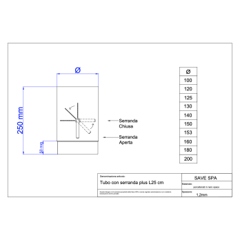 Roura 150mm/25cm - klapka/1,2mm smaltovaná černá