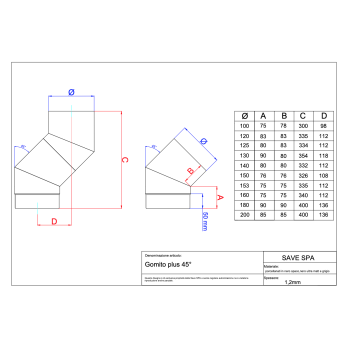 Koleno 45 st - 150mm/1,2mm smaltovaná černá