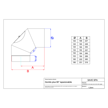 Koleno 90 st + čistící otvor - 150mm/1,2mm smaltovaná černá