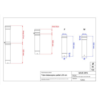 Kouřovod trubka pro peletová kamna pr. 100 teleskopická 330-600 mm