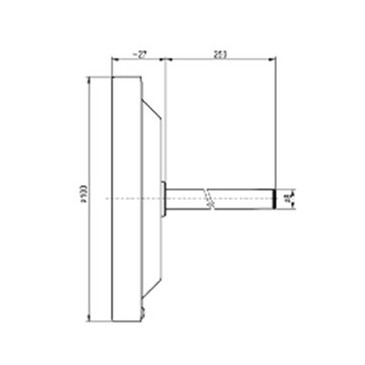 Teploměr do udírny-0-260°-pr.100mm-stonek 250mm