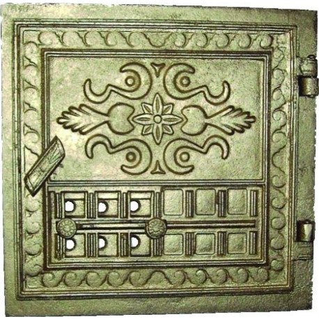 Litinová dvířka BAZYLIK  - mosaz s regulací vzduchu