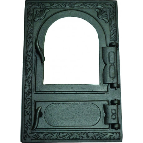 Litinový kamnový štít hermetický prosklený  HELA - černý