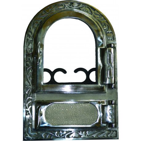 Litinový kamnový štít hermetický prosklený  ANETA - nikl