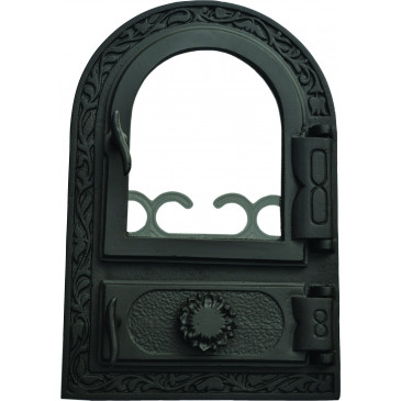 Litinový kamnový štít  prosklený ANNA - ČERNÁ  s regulací vzduchu