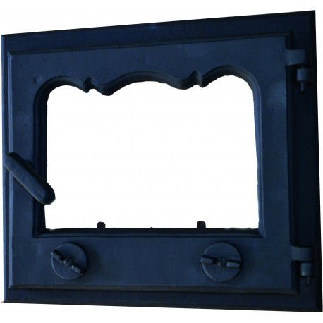 Litinový kamnový štít hermetický - GLORIA PLUS prosklený s regulací vzduchu-černá