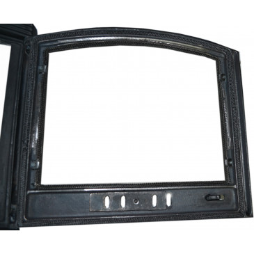 Litinová dvířka ARKA - prosklená s regulací vzduchu-černá