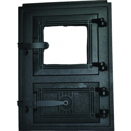 Litinová dvířka kuchyňská - 3T -SKLO- střední - černá