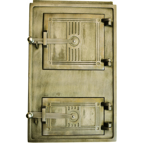 Litinová dvířka kuchyňská -4T - velká - mosaz