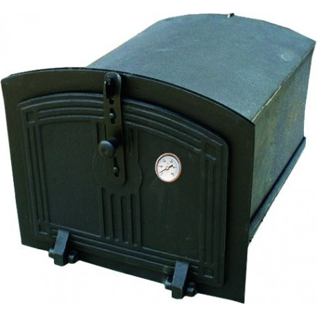 Pec litinová  KLASIK + teploměr - černá