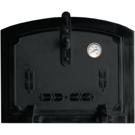 Pec litinová  LT + teploměr - černá