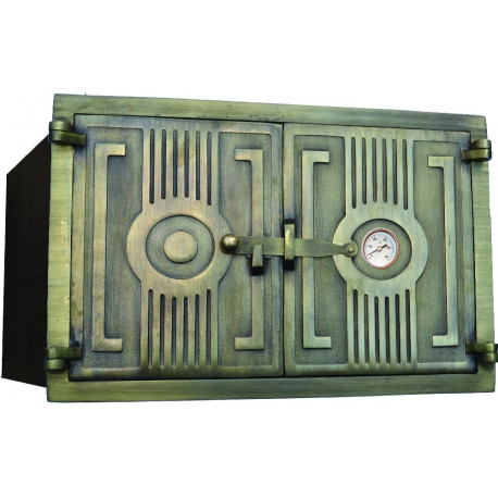 Pec litinová - HRANA- velká -mosaz+NEREZ tělo+teploměr