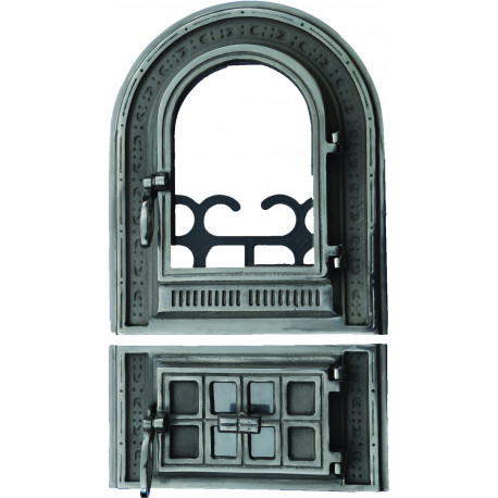 Litinová dvířka-Kamnová sestava  JULIA-nikl