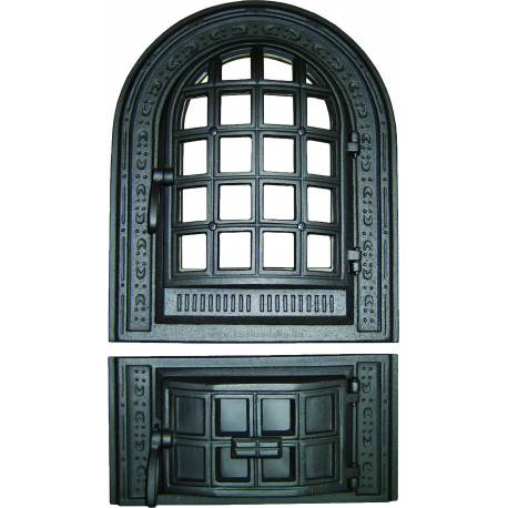 Litinová dvířka-Kamnová sestava  MABEL - černá