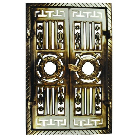 Litinová dvířka krbová  - nr.7 - mosaz -  360 x 550