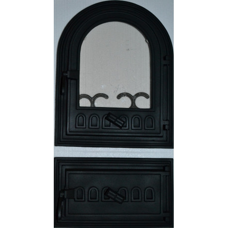 Litinová dvířka-Kamnová sestava  MAGDA - ČERNÁ