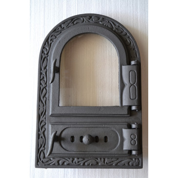 Litinový kamnový štít hermetický prosklený ADÉLA s regulací vzduchu