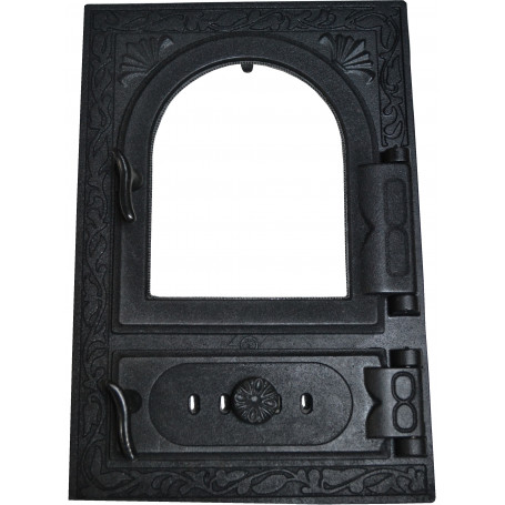 Litinový kamnový štít hermetický prosklený JARKA s regulací vzduchu - černá