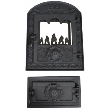 Litinová dvířka-Kamnová sestava  VALERIE-černá