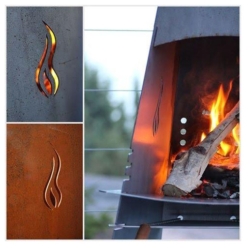 Venkovní krb/gril, nízkolegovaná ocel