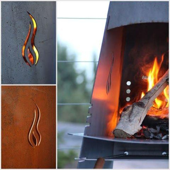 Venkovní krb/gril, nízkolegovaná ocel