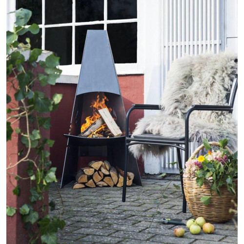 Venkovní krb/gril, černý lak