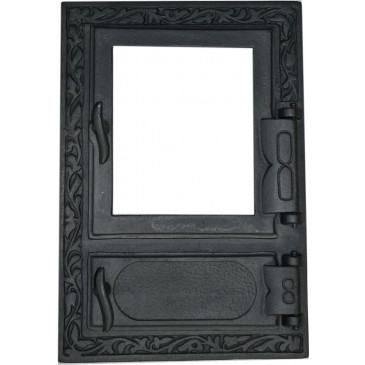 Litinový kamnový štít hermetický prosklený  HANA