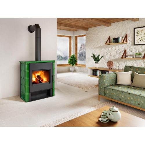 TELDE keramika rustik - krbová kamna s teplovodním výměníkem a dvojit