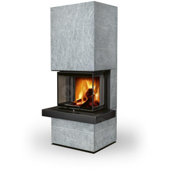 CARA CS 02 kámen - designový akumulační krb s výsuvnými dvířky