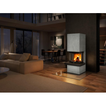 CARA CS 02 kámen - designový akumulační krb s výsuvnými dvířky