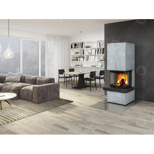 CARA CS 02 kámen - designový akumulační krb s výsuvnými dvířky