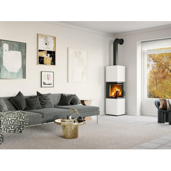 HARMONY R/L HA keramika - kachlový rohový akumulační krb, Dělené sklo