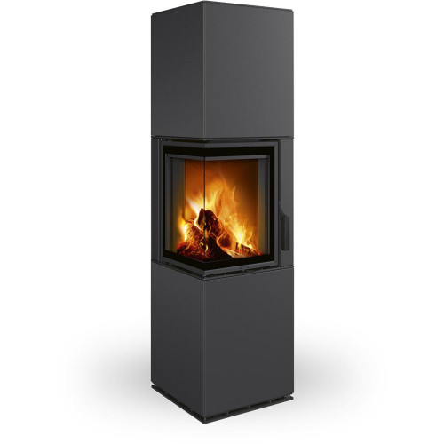 HARMONY R/L HA plech - designový rohový akumulační krb, Dělené sklo, 