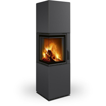 HARMONY R/L HA plech - designový rohový akumulační krb, Dělené sklo, 