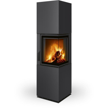 HARMONY R/L HA plech - designový rohový akumulační krb, Dělené sklo, 