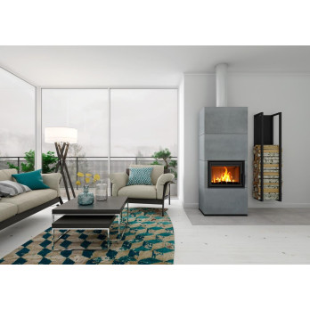 SOLID F keramika - kachlový akumulační krb, Zadní odvod spalin